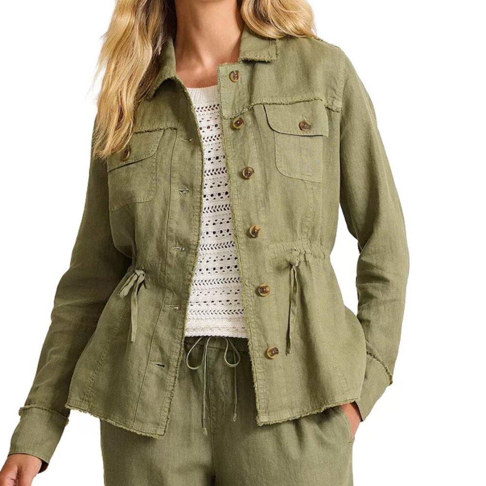 Tommy Bahama Olive Green Drawstring Waist Jacket